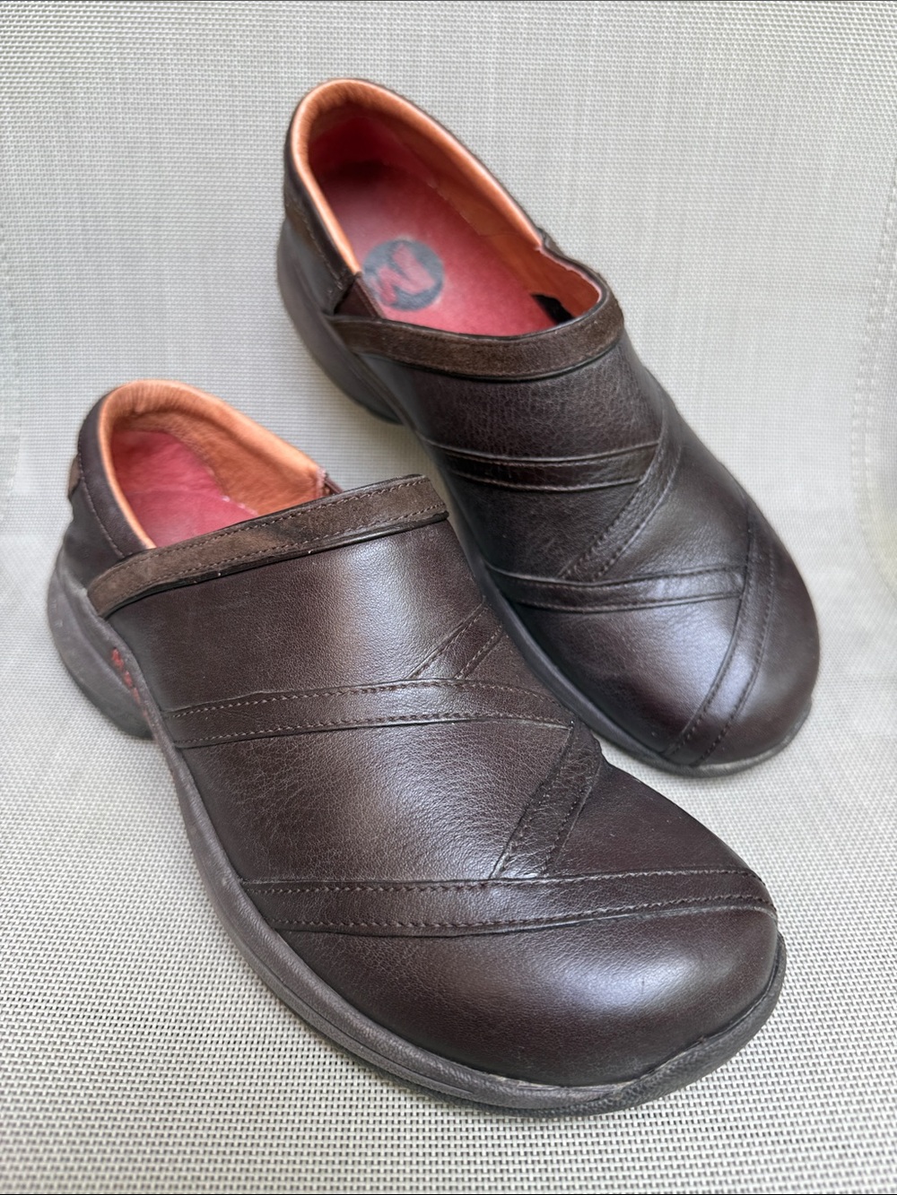 Merrell Women's Primo Patch Bug Brown Loafer Slip On Shoes Size 8.5 Leather Clog